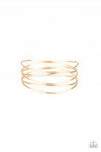 Load image into Gallery viewer, Showstopping Sheen - Gold Bangle Bracelet - Paparazzi Accessories - All That Sparkles XOXO