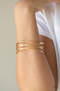 Showstopping Sheen - Gold Bangle Bracelet - Paparazzi Accessories - All That Sparkles XOXO