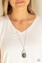 Load image into Gallery viewer, Notorious Noble - Silver Rhinestone Teardrop Necklace - Paparazzi Accessories