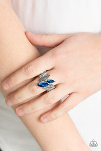 Stay Sassy - Blue and Silver Rhinestone Ring - Paparazzi Accessories