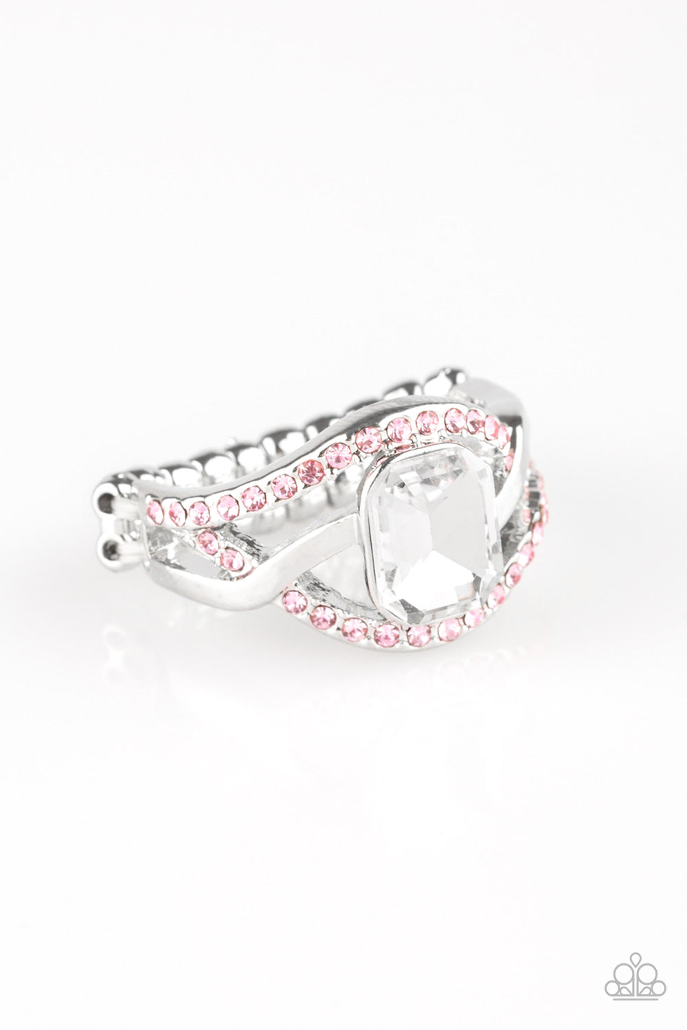 BLING It On! - Pink and White Rhinestone Ring - Paparazzi Accessories
