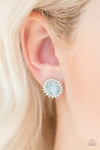 Load image into Gallery viewer, Hey There, Gorgeous - Blue Moonstone and White Rhinestone Stud Earrings - Paparazzi Accessories - All That Sparkles XOXO