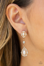 Load image into Gallery viewer, All-GLOWING - Gold, Pearl, and Rhinestone Earrings - Paparazzi Accessories - All That Sparkles XOXO
