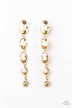 Load image into Gallery viewer, Red Carpet Radiance - Gold Gem Drop Earrings - Paparazzi Accessories - All That Sparkles XOXO