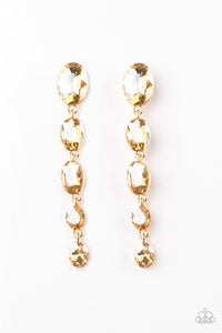 Red Carpet Radiance - Gold Gem Drop Earrings - Paparazzi Accessories - All That Sparkles XOXO