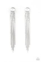 Load image into Gallery viewer, Level Up - White Rhinestone and Chain Earrings - Paparazzi Accessories