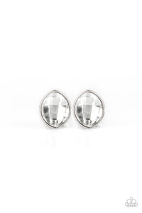 Movie Star Sparkle - White Rhinestone Stud Earrings - Paparazzi Accessories