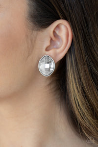 Movie Star Sparkle - White Rhinestone Stud Earrings - Paparazzi Accessories