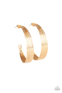 Live Wire - Gold Wire Hoops - Paparazzi Accessories - All That Sparkles XOXO