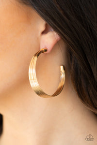Live Wire - Gold Wire Hoops - Paparazzi Accessories - All That Sparkles XOXO
