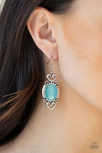 Port Royal Princess - Blue Moonstone and Heart Earrings - Paparazzi Accessories - All That Sparkles XOXO