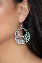 Load image into Gallery viewer, Fancy That - Blue Rhinestone Filigree Circle Earrings - Paparazzi Accessories - All That Sparkles XOXO