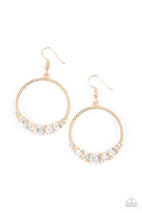 Self-Made Millionaire - Gold Earrings with White Rhinestones - Paparazzi Accessories - All That Sparkles XOXO