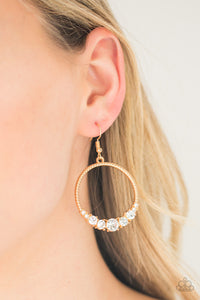 Self-Made Millionaire - Gold Earrings with White Rhinestones - Paparazzi Accessories - All That Sparkles XOXO