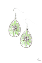 Load image into Gallery viewer, Floral Morals - Green Petal Teardrop Earrings - Paparazzi Accessories