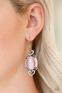 Port Royal Princess - Pink Moonstone and Heart Earrings - Paparazzi Accessories - All That Sparkles XOXO