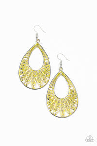 Flamingo Flamenco - Yellow Filigree Teardrop Earrings - Paparazzi Accessories - All That Sparkles Xoxo 