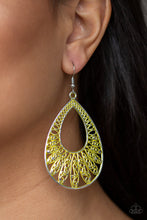 Load image into Gallery viewer, Flamingo Flamenco - Yellow Filigree Teardrop Earrings - Paparazzi Accessories - All That Sparkles Xoxo 