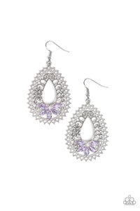 Instant REFLECT - Purple and White Rhinestone Teardrop Earrings - Paparazzi Accessories - All That Sparkles Xoxo 
