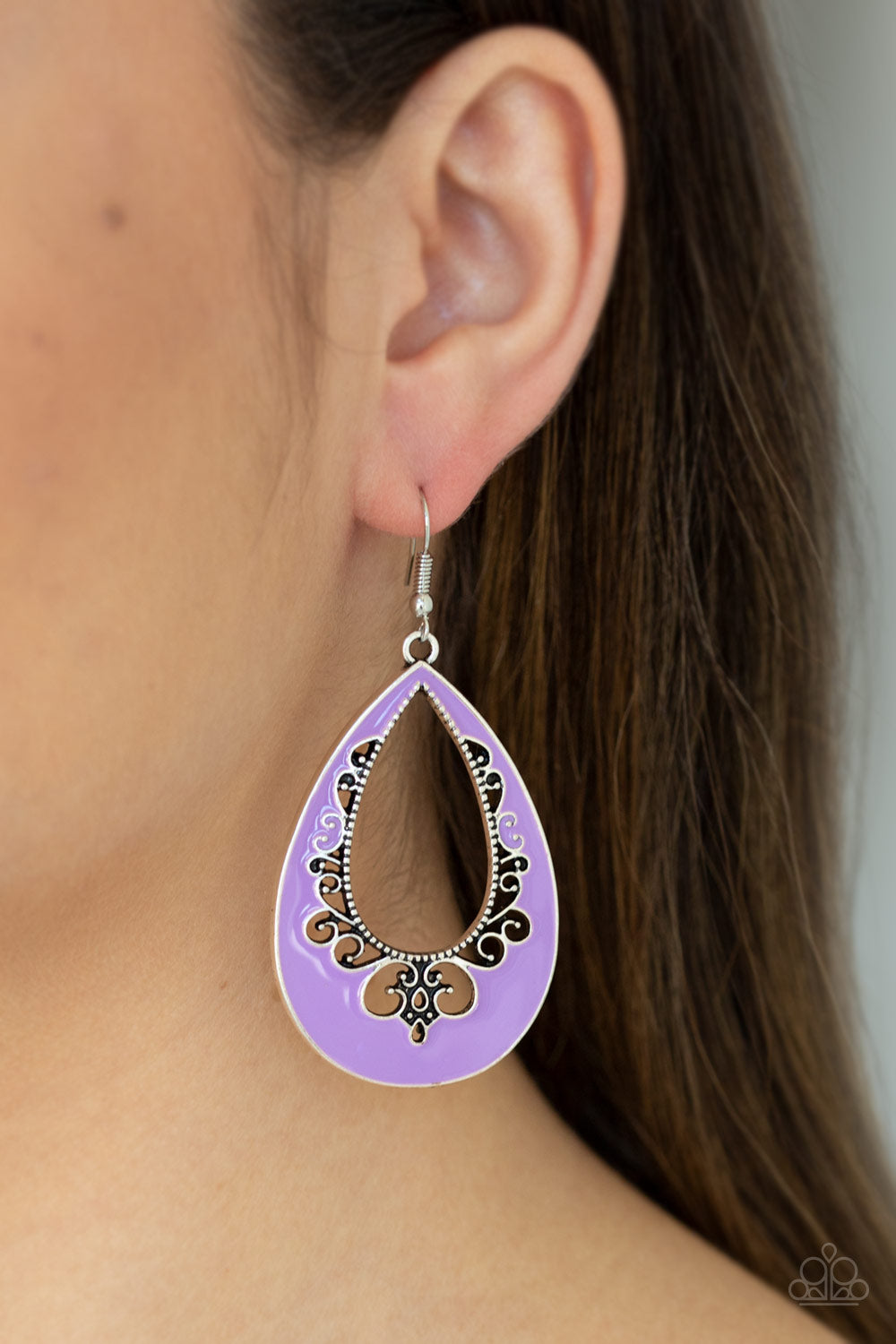 Compliments To The CHIC - Purple Teardrop Earrings - Paparazzi Accessories - All That Sparkles XOXO