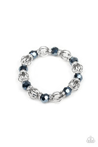 Metro Squad - Blue Stretchy Bracelet - Paparazzi Accessories - All That Sparkles XOXO