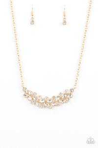 Special Treatment - Gold Necklace With White Rhinestones - Paparazzi Accessories - All That Sparkles XOXO