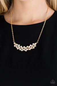 Special Treatment - Gold Necklace With White Rhinestones - Paparazzi Accessories - All That Sparkles XOXO