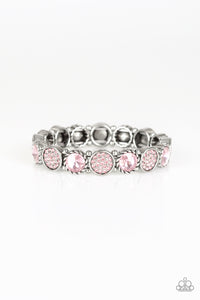 Take A Moment To Reflect - Pink Rhinestone Stretchy Bracelet - Paparazzi Accessories - All That Sparkles XOXO