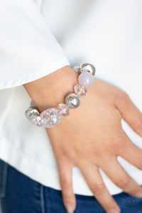 Ice Ice-Breaker - Silver, Gray, and Crystal Beaded Stretchy Bracelet - Paparazzi Accessories - All That Sparkles XOXO