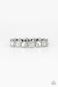 Take A Moment To Reflect - White Rhinestone Stretchy Bracelet - Paparazzi Accessories - All That Sparkles XOXO
