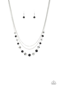 Tour de Demure - Black And Crystal Bead Necklace - Paparazzi Accessories