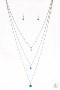 Crystal Chic - Blue and White Rhinestone Tiered Necklace - Paparazzi Accessories
