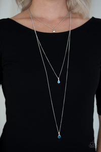Crystal Chic - Blue and White Rhinestone Tiered Necklace - Paparazzi Accessories