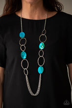 Load image into Gallery viewer, Kaleidoscope Coasts - Blue Shell-Like Iridescence Bead Necklace - Paparazzi Accessories