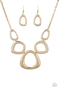 Backstreet Bandit - Gold Hammered Asymmetrical Shape Necklace - Paparazzi Accessories - All That Sparkles Xoxo 
