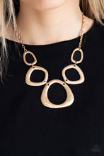 Load image into Gallery viewer, Backstreet Bandit - Gold Hammered Asymmetrical Shape Necklace - Paparazzi Accessories - All That Sparkles Xoxo 