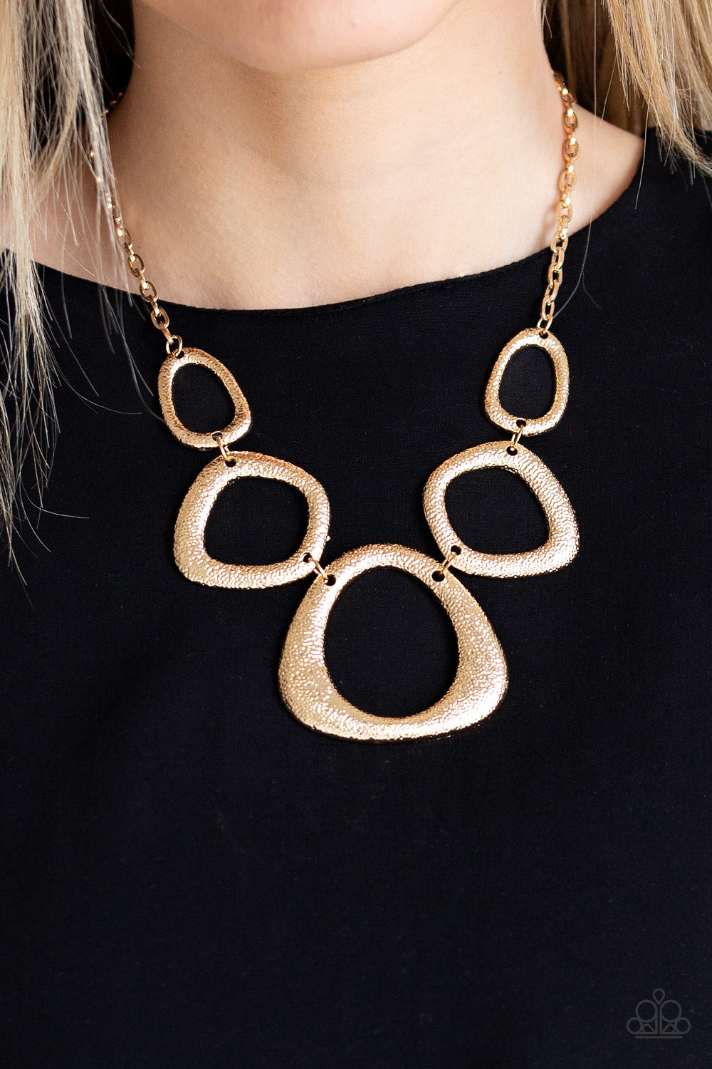 Backstreet Bandit - Gold Hammered Asymmetrical Shape Necklace - Paparazzi Accessories - All That Sparkles Xoxo 