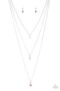 Crystal Chic - Pink and White Rhinestone Tiered Necklace - Paparazzi Accessories