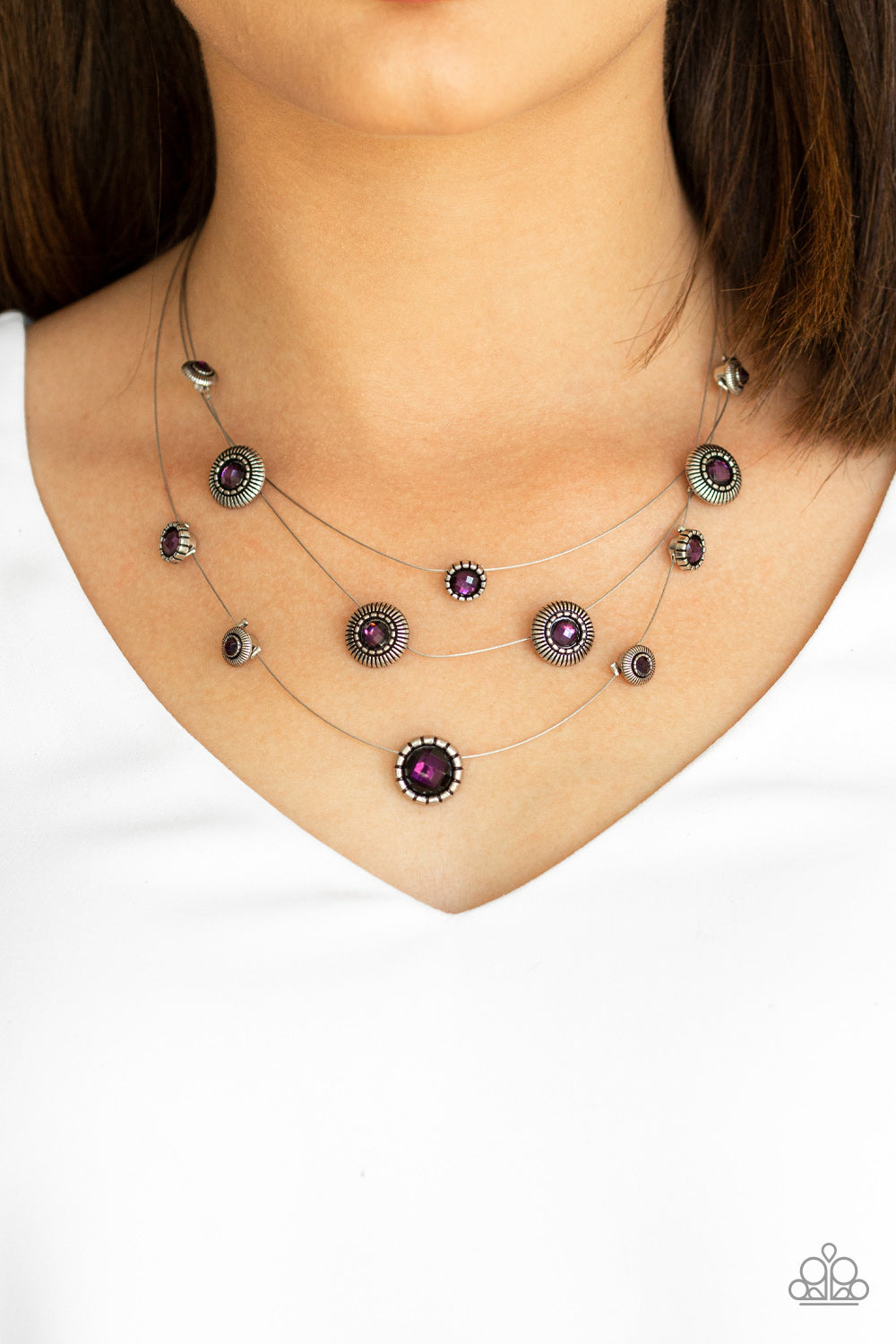SHEER Thing! - Purple Rhinestone Wire Necklace - Paparazzi Accessories - All That Sparkles Xoxo 