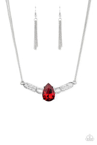 Way To Make An Entrance - Red Teardrop Rhinestone Necklace - Paparazzi Accessories - All That Sparkles XOXO