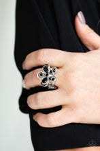 Load image into Gallery viewer, Gardens Of Grandeur - Black Rhinestone Flower Ring - Paparazzi Accessories - All That Sparkles XOXO