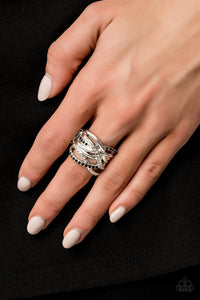 High Rollin' - Black and White Rhinestone Ring - Paparazzi Accessories - All That Sparkles XOXO