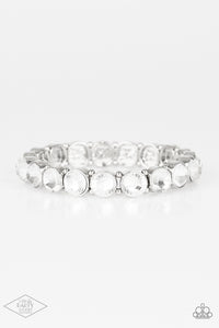 Sugar-Coated Sparkle - White Rhinestone Stretchy Bracelet - Paparazzi Accessories
