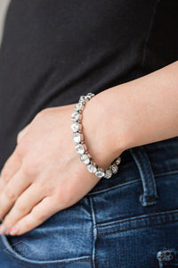 Sugar-Coated Sparkle - White Rhinestone Stretchy Bracelet - Paparazzi Accessories