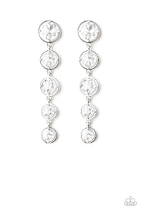 Drippin In Starlight - White Rhinestone Drop Earrings - Paparazzi Accessories - All That Sparkles XOXO