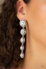 Load image into Gallery viewer, Drippin In Starlight - White Rhinestone Drop Earrings - Paparazzi Accessories - All That Sparkles XOXO