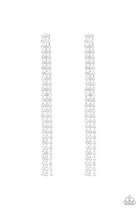 Stellar Starlight - White Rhinestone Earrings - Paparazzi Accessories