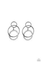 Load image into Gallery viewer, Metro Bliss - Black Gunmetal and White Rhinestone Earrings - Paparazzi Accessories - All That Sparkles XOXO
