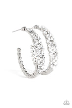 Load image into Gallery viewer, A GLITZY Conscience - White Rhinestone Hoop Earrings - Paparazzi Accessories - All That Sparkles Xoxo 