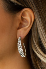 Load image into Gallery viewer, A GLITZY Conscience - Black Hoops with White Rhinestones - Paparazzi Accessories - All That Sparkles XOXO